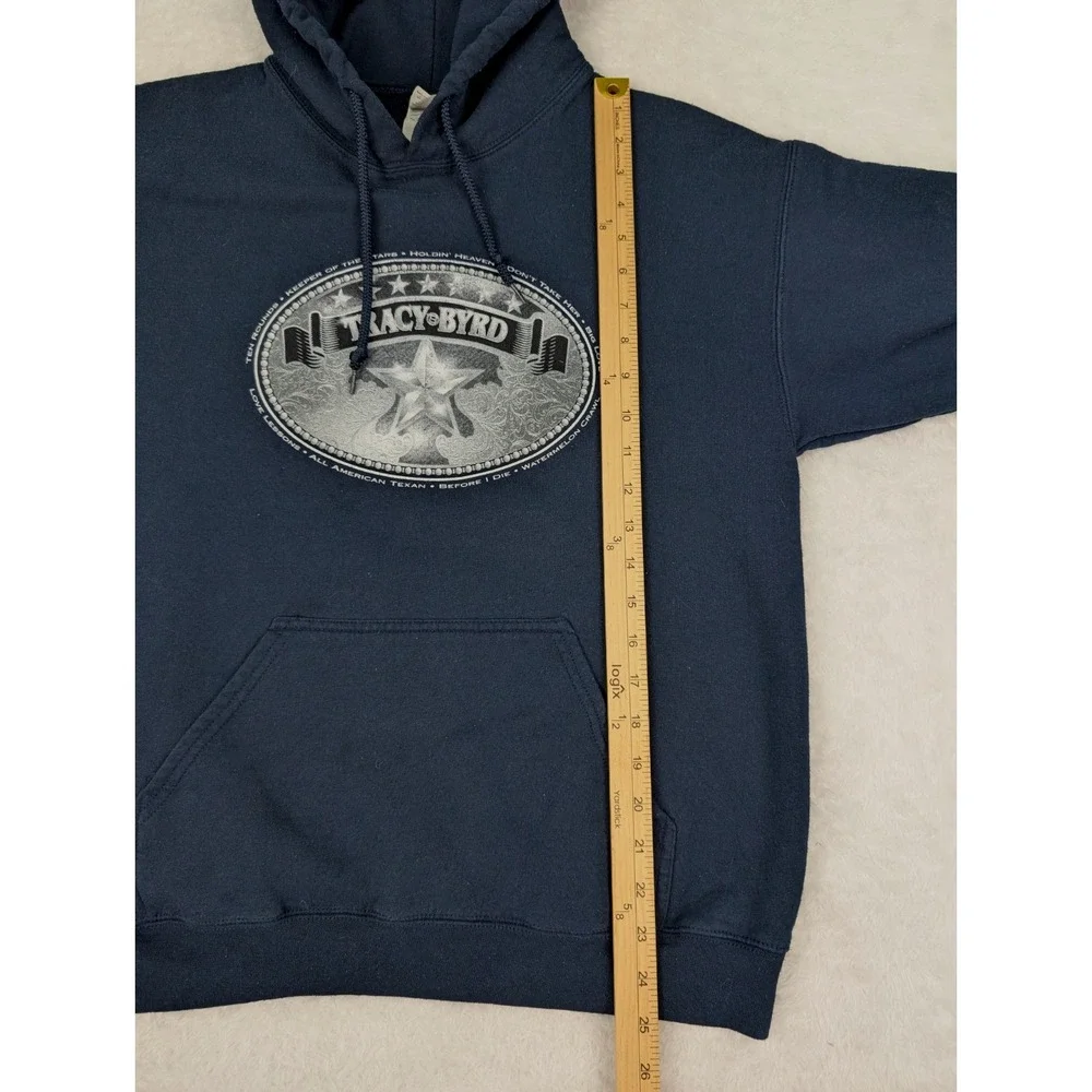 Tracy‎ Byrd Hoodie Men's M Blue Pullover Long Sleeve Country Music Cotton Blend